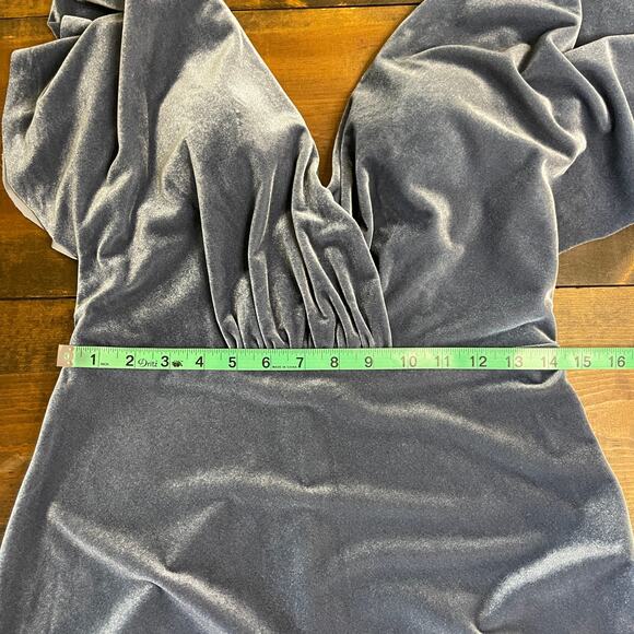 Anthro Jenny Yoo Ellis Light Blue Flutter Sleeve Open Back Velvet Dress Gown 10 - Picture 12 of 14